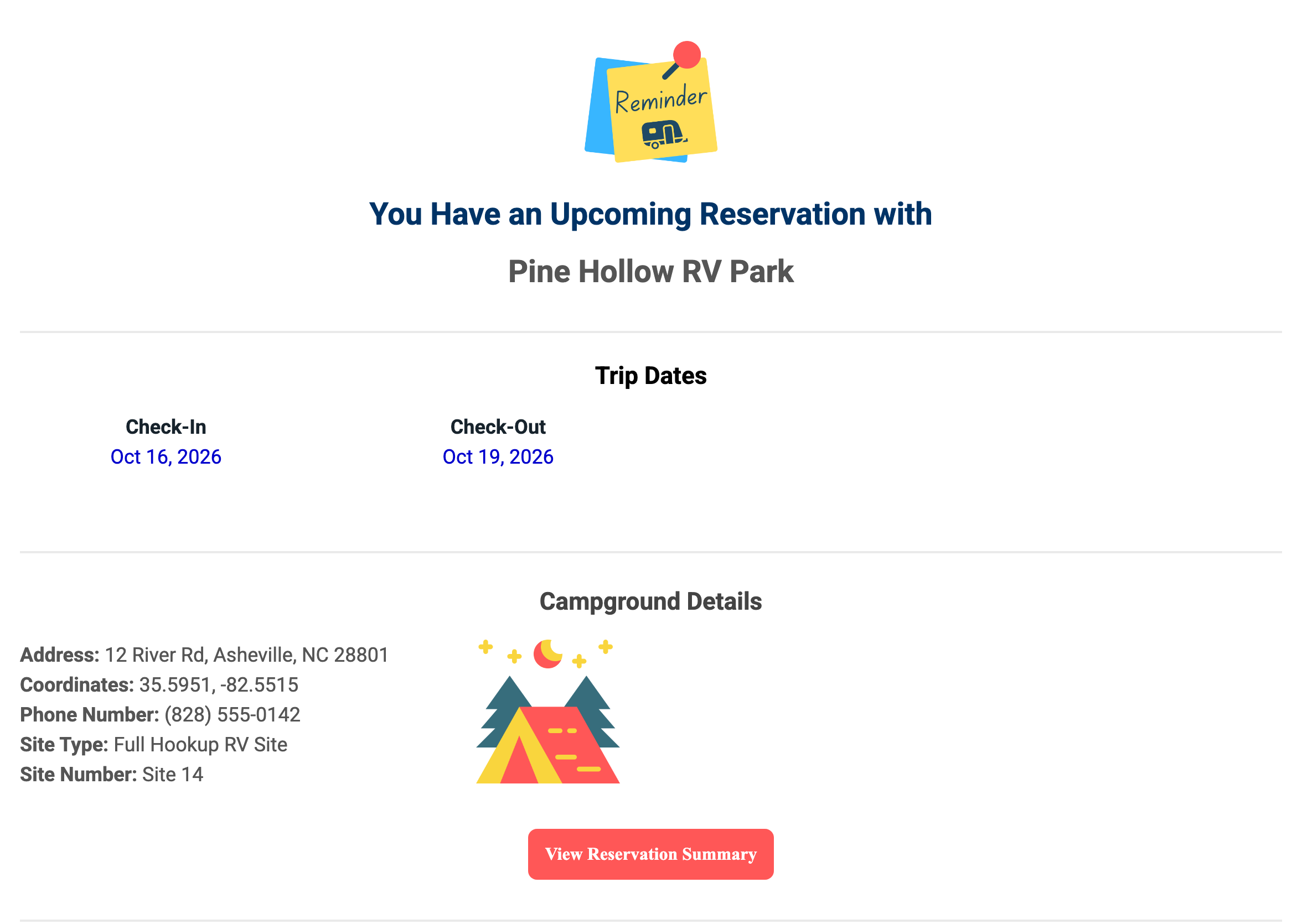 Check-in reminder email